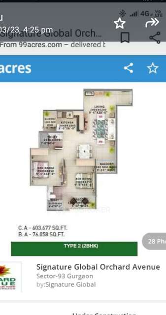 2 BHK Flat In Signature Global Orchard Avenue Sector 93 For Sale  In Sector 93