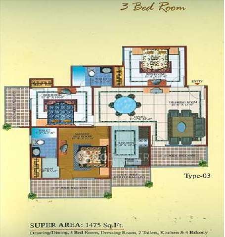 3 BHK Flat In Gardenia Square, Crossing Republik For Sale  In Jcgp+fjv Gardenia Apartment, Crossings Republik, Ghaziabad, Uttar Pradesh 201016, India