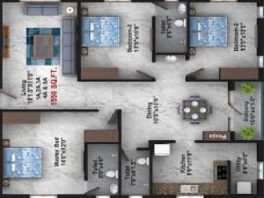 3 BHK Flat In Varthinis Shakthi Enclave For Sale  In Ashok Nagar