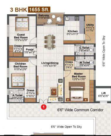 3 BHK Flat In Sai Sannidhi For Sale  In 1, Hanuman Nagar, Kharmanghat, Meerpet, Telangana 500079, India