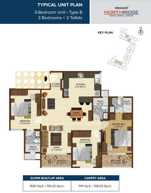 3 BHK Flat In Brigade Northridge For Sale  In Jakkur, Bangalore