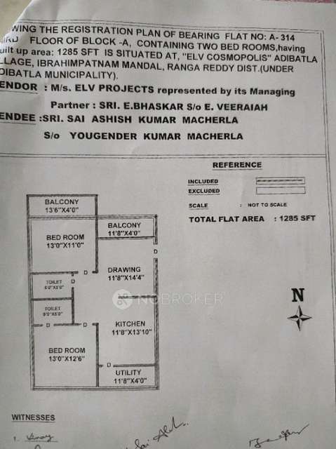 2 BHK Flat In Elv Cosmopolis For Sale  In Adibatla