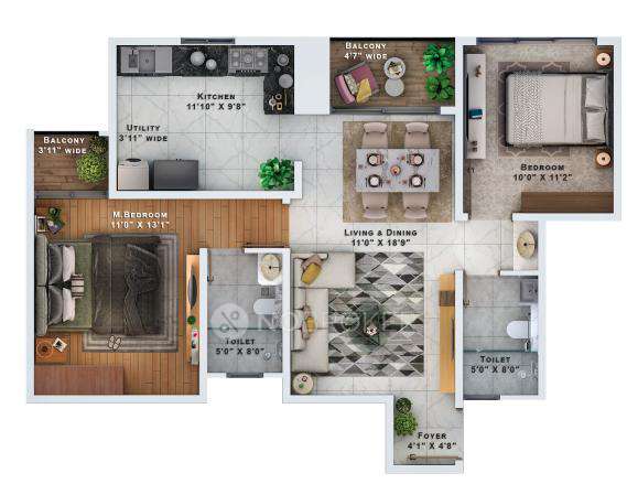 2 BHK Flat In Sattva Lumina For Sale near Yelahanka New Town