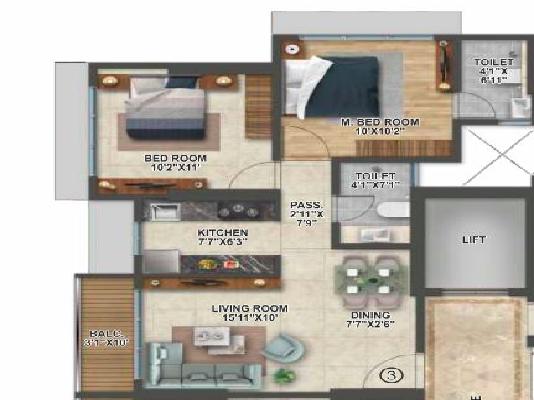 2 BHK Flat In Rockline The Meridian Tower For Sale  In Ghatkopar West