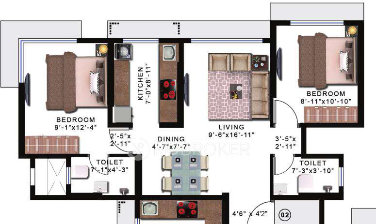 2 BHK Flat In Romell Allure For Sale  In Borivali East