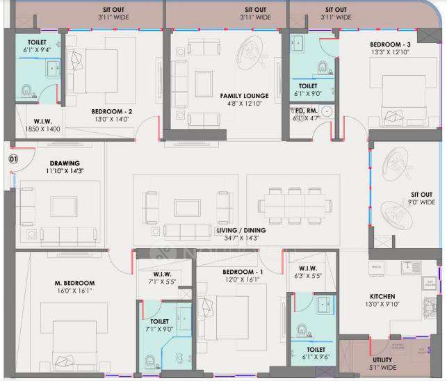 4 BHK Flat In De Blueoak Trilight Rise With 9 For Sale  In Kokapet