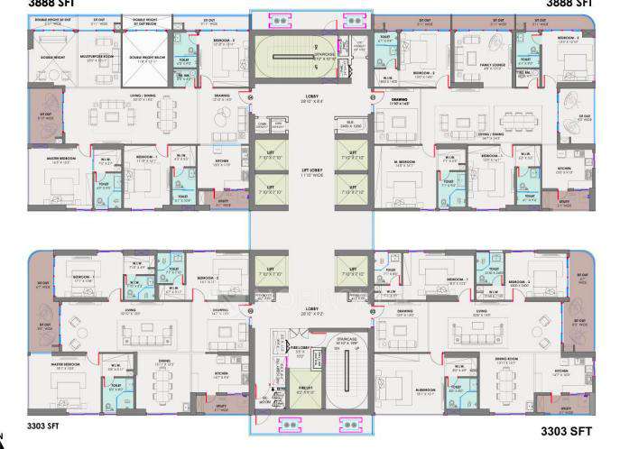 4 BHK Flat In De Blueoak Trilight Rise With 9 For Sale  In Kokapet