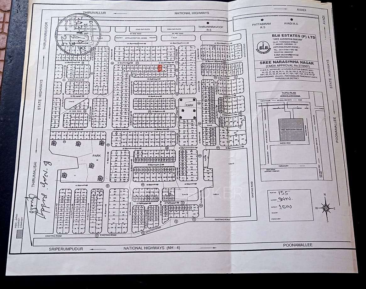 Plot For Sale  In Blb Estates In Thiruninravur