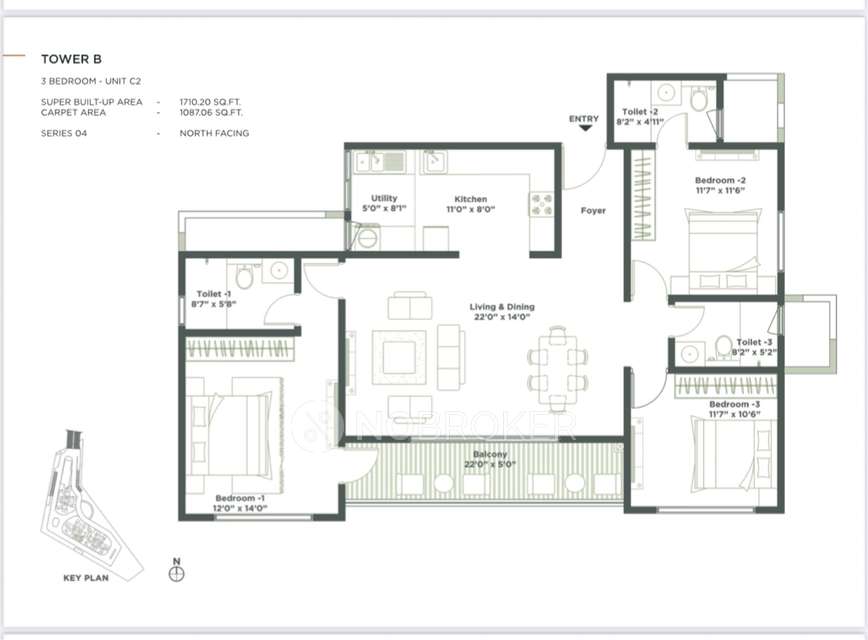 3 BHK Flat In Embassy East Avenue For Sale  In Hoodi, Bengaluru, Karnataka, India