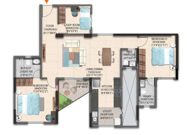 2 BHK Flat In Artismo Millionaire Tower For Sale  In Bellary Road