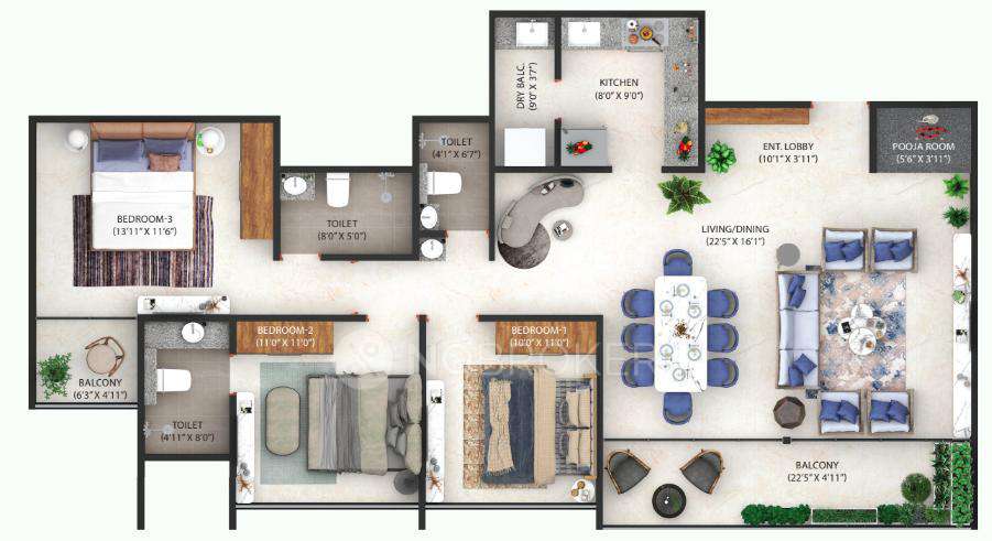 3 BHK Flat In Kanchan Osian Almanova For Sale  In Mundhwa