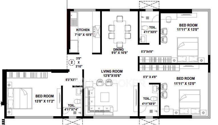3 BHK Flat In Ap Wild Teasel For Sale  In Khar West