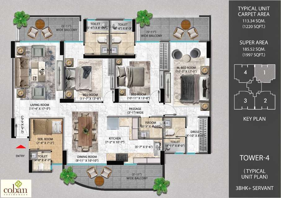 3 BHK Flat In Pareena Coban Residences For Sale  In Sector 99a