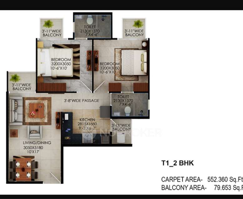2 BHK Flat In Signature The Millenia, Sector 37d for Rent  In Sector 37d