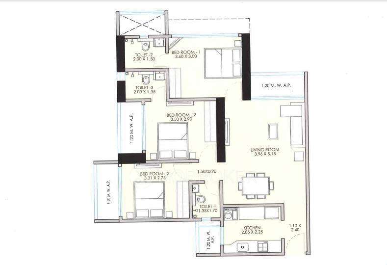 3 BHK Flat In Jp Codename Starlife For Sale  In Lal Bahadur Shastri Marg, Shanti Vihar, Mira Road East, Shanti Vihar, Mira Road, Mira Bhayandar, Maharashtra 401107, India