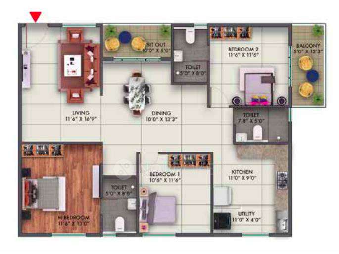 3 BHK Flat In Amberstone Elanza For Sale  In Jp Nagar