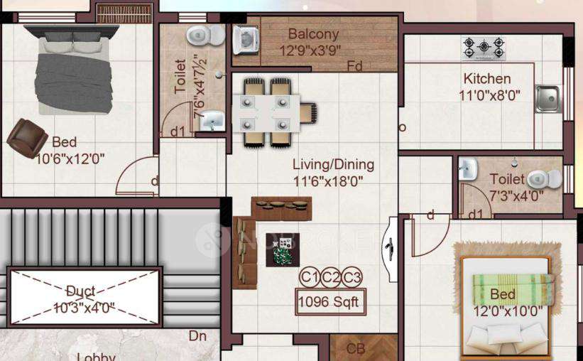 2 BHK Flat In Priya Sivasankari Apartments For Sale  In Ramapuram