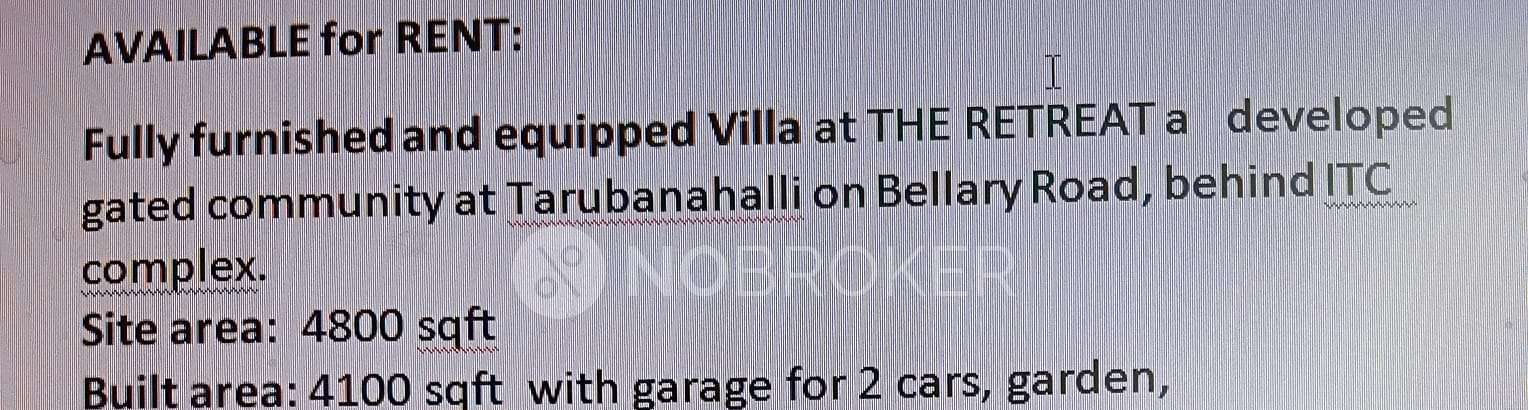 4 BHK Villa In The Retreat, Tharabanahalli for Rent  In Tarbanahalli