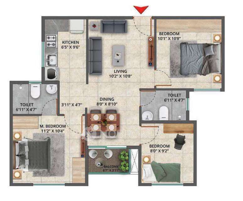 3 BHK Flat In Sattva Bliss for Rent  In  Bommenahalli   