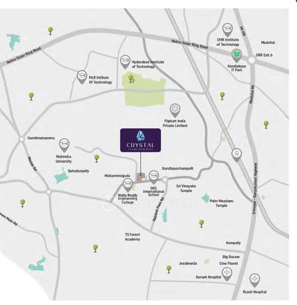 3 BHK Flat In Bhanodaya Crystal For Sale  In Kompally