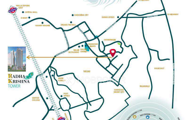 2 BHK Flat In Radha Krishna Tower For Sale  In Vasai East