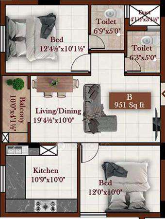 2 BHK Flat In  Built Tech Seyon Apartments For Sale  In Mugalivakkam