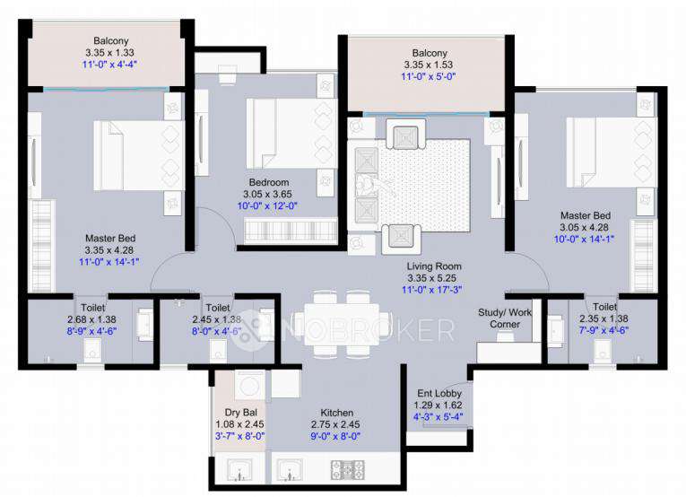 3 BHK Flat In Kohinoor Nova For Sale near Wakad