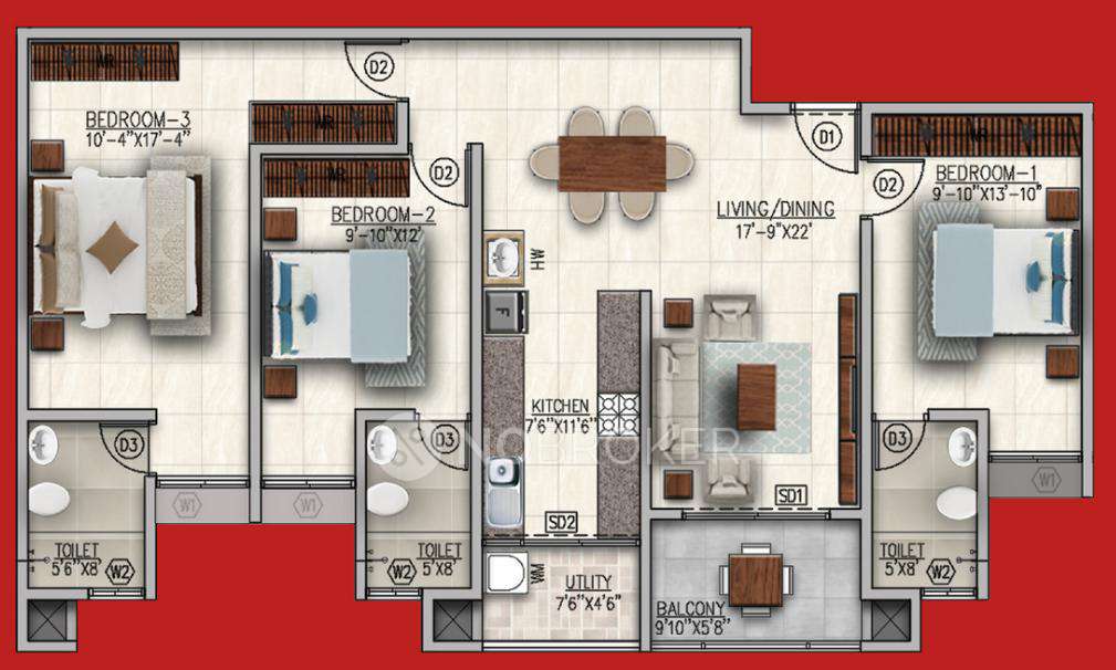 3 BHK Flat In Belvedere By Ukn For Sale  In Navarathna Agrahara