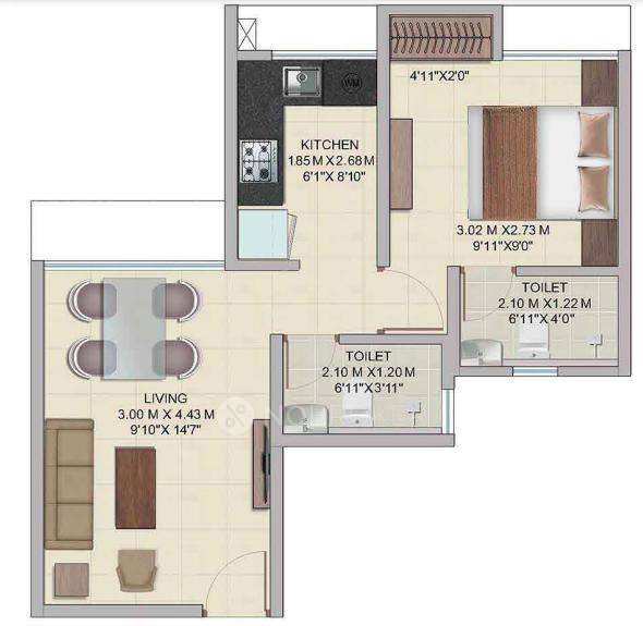 1 BHK Flat In Wadhwa Wise City Evara For Sale  In Panvel, Navi Mumbai, Maharashtra, India