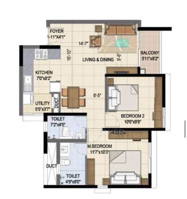 2 BHK Flat In Tvs Emerald Jardin, Singasandra For Sale  In Singasandra