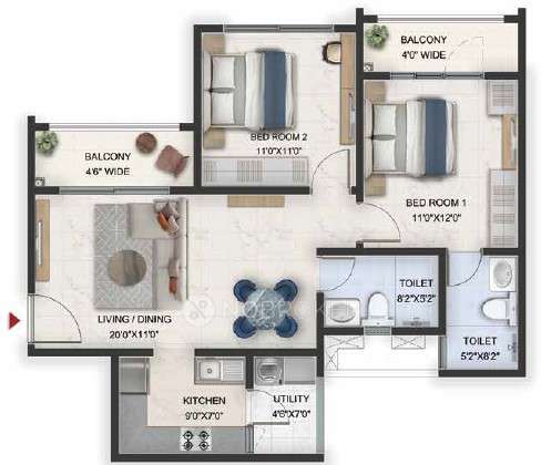 2 BHK Flat In Prestige Lavender Fields, Varthur For Sale  In Devasthanagalu