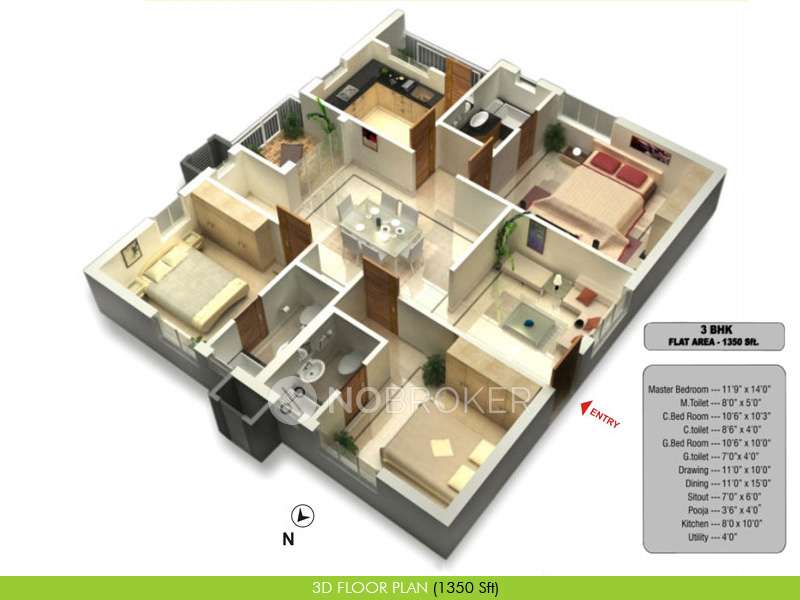 3 BHK Flat In Rainbow Vistas, Borabanda For Sale  In Moosapet