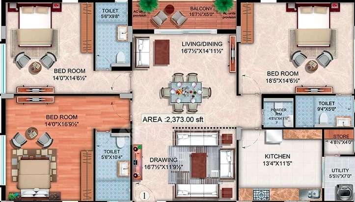 3 BHK Flat In Babukhan Petals For Sale  In Banjara Hills, Hyderabad, Telangana, India