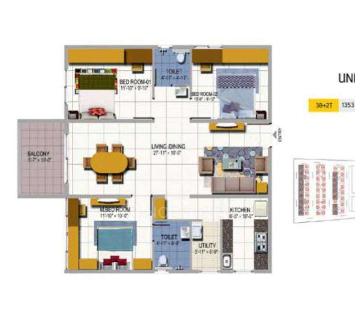 3 BHK Flat In Urbanrise On Cloud 33, Miyapur Bachupally For Sale  In Medchal