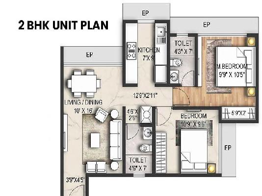 2 BHK Flat In Sonawane Krishna Ultima For Sale  In Kalyan East
