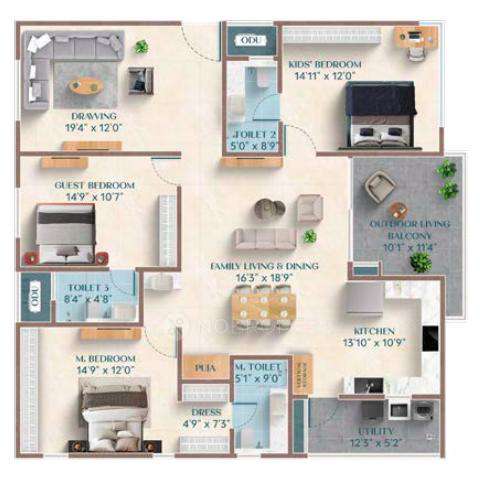 3 BHK Flat In Asbl Broadway For Sale  In Financial District