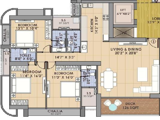 3 BHK Flat In Gami Satyam Skyscape For Sale  In Navi Mumbai