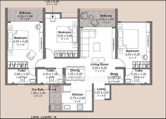 3 BHK Flat In Kohinoor Downtown For Sale  In Wakad