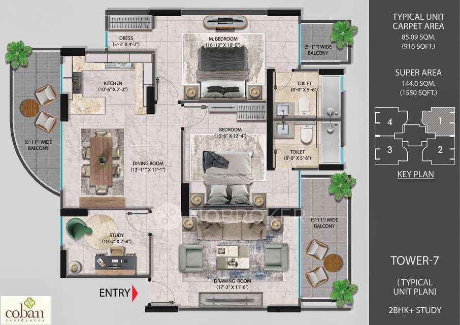 2 BHK Flat In Pareena Coban Residences For Sale  In Sector 99a