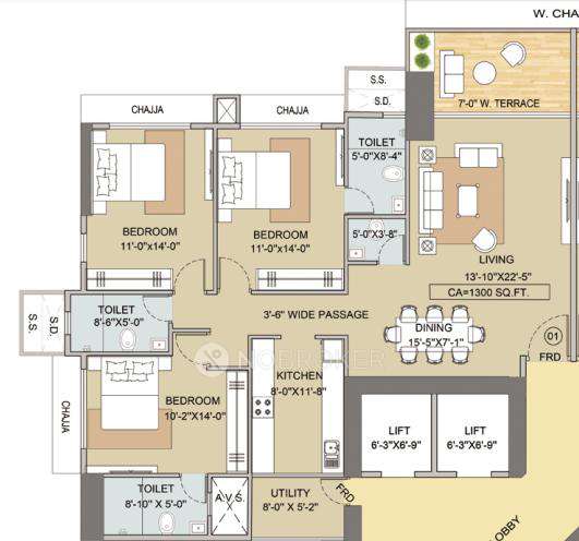 3 BHK Flat In Techno Aakasa For Sale  In Worli