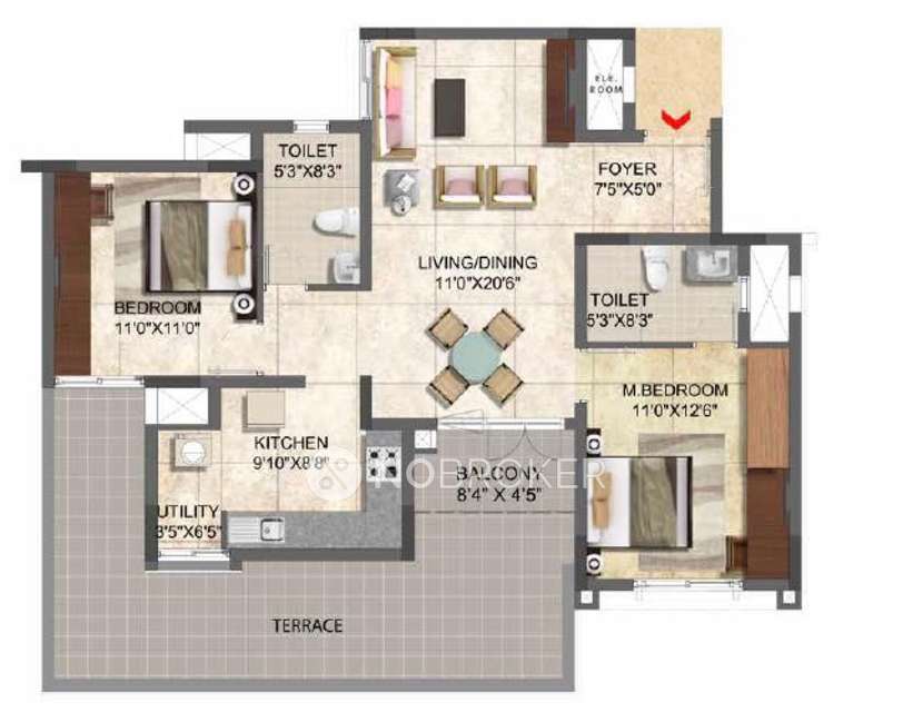 2 BHK Flat In Prestige Boulevard For Sale  In Whitefield