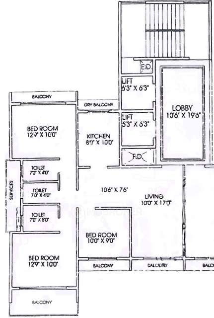 3 BHK Flat In Green Palms Chs Ltd, Ghansoli For Sale  In Ghansoli