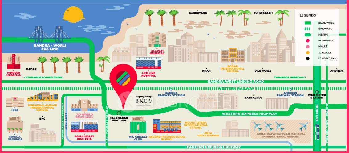 2 BHK Flat In Shapoorji Pallonji Bkc 9 For Sale  In Bandra East