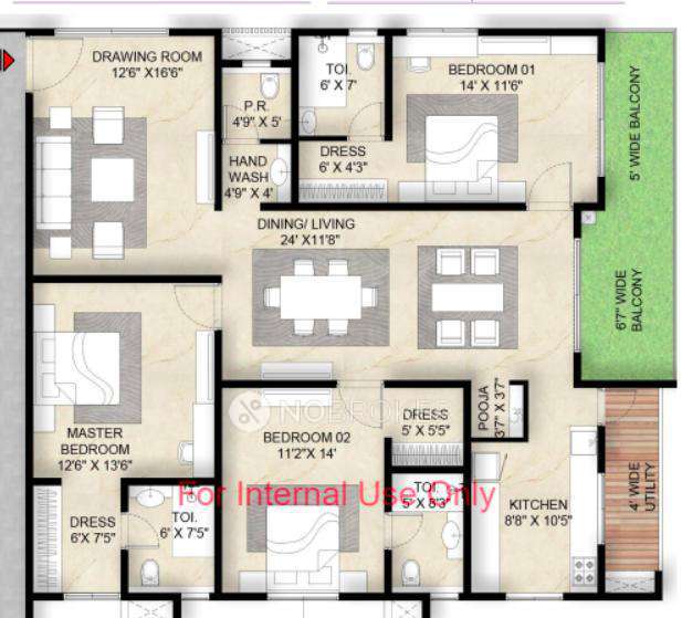 3 BHK Flat In  Mahaveer Crystal Garden For Sale  In Mehdipatnam