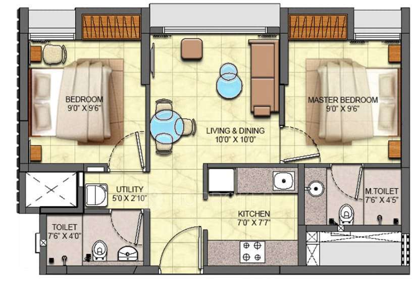 2 BHK Flat In Pearl A Apartment  for Rent  In Pearl A