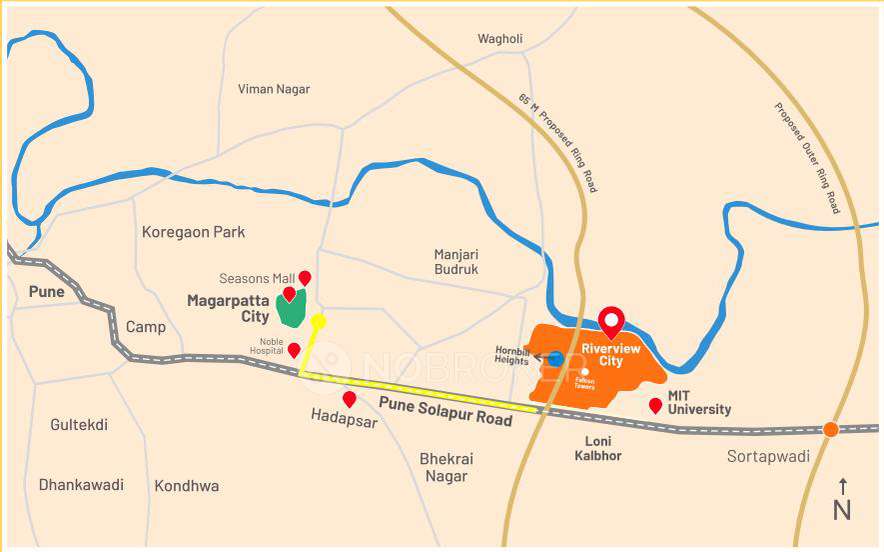 2 BHK Flat In Magarpatta Hornbill Heights At Riverview City For Sale  In Loni Kalbhor