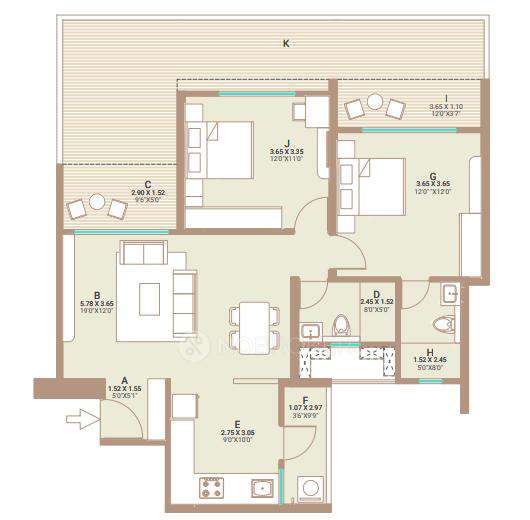 2 BHK Flat In Kolte Patil Life Republic Qrious For Sale near Wakad