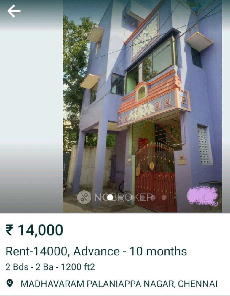 Independent House Palaniappa Nagar, Madhavaram Rent WITHOUT BROKERAGE
