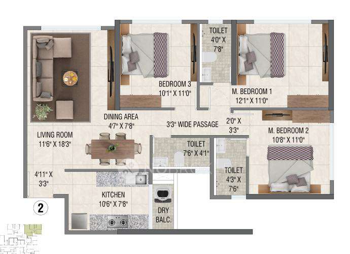 3 BHK Flat In Damji Shamji Passcode Wishtara For Sale  In  Thane West