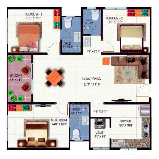 3 BHK Flat In Urbanrise The Lakes Edge For Sale  In Madhavaram